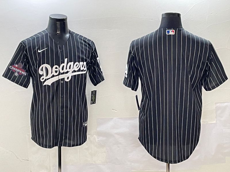 Men Los Angeles Dodgers Blank Black Stripe Jointly Name 2025 Nike MLB Jersey style 2